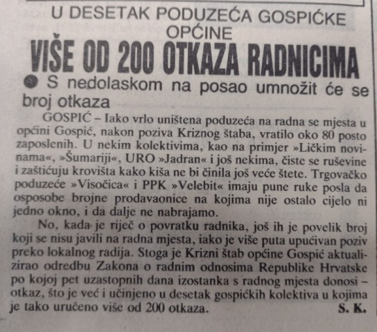 Текст објављен после отмице и убиства , 